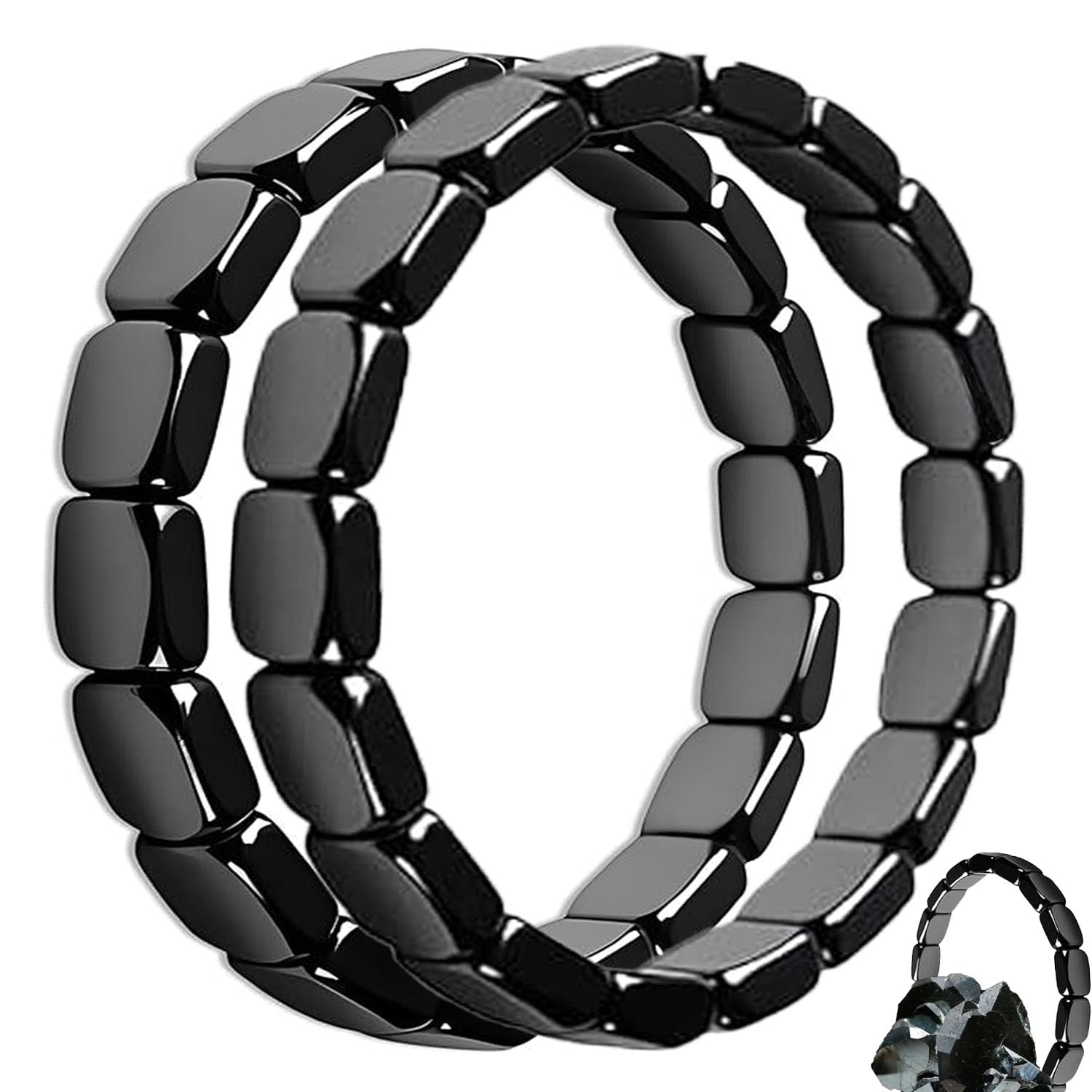 Fqwrus Hematite Bracelet Men - Reignites Masculine Energy, Natural Hematite Stone Beaded Stretch Healing Bracelets Reclaim Your 