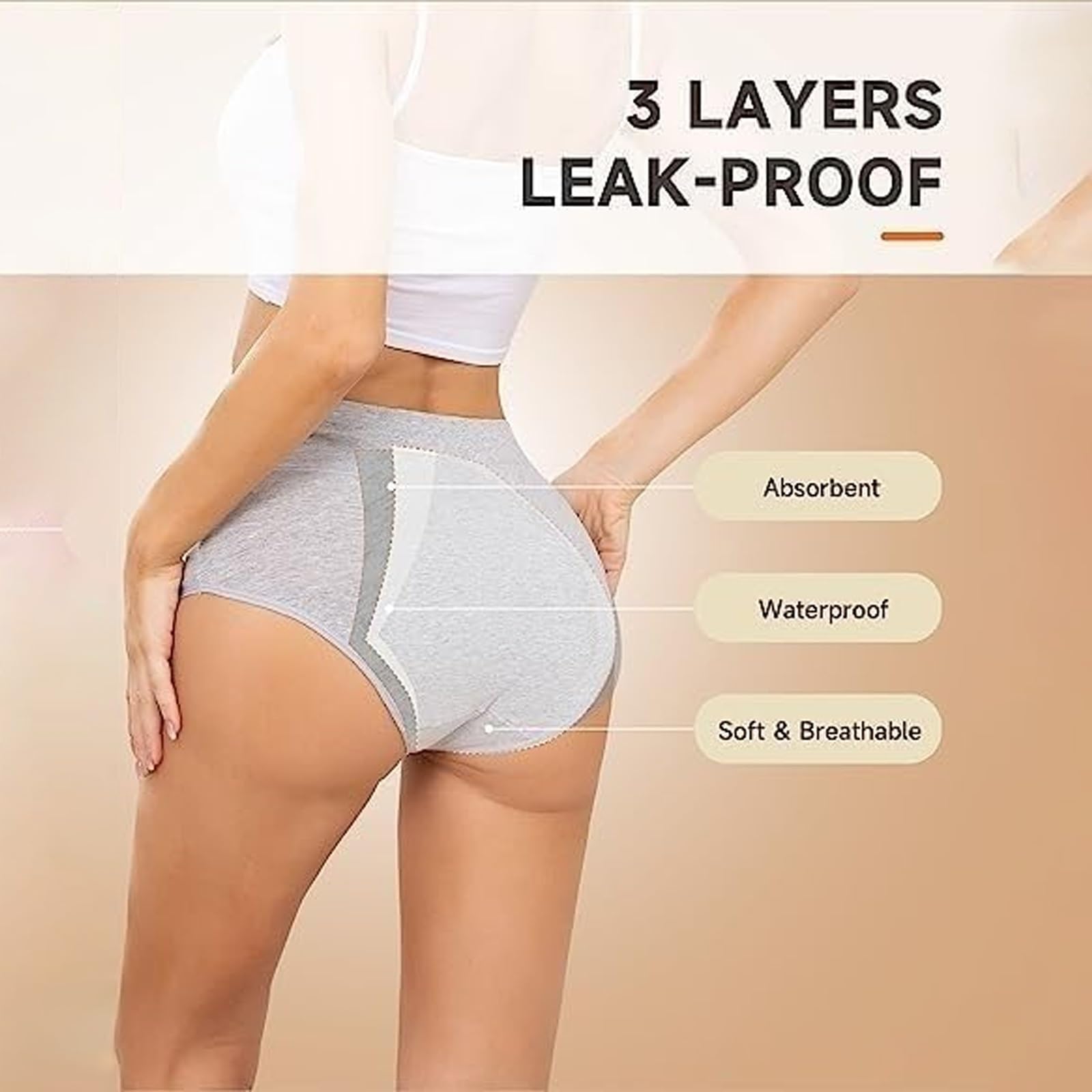 biqozi Panties for Women Over 60 70, Leakproof Ladies Underwear, Ladies Comfortable Leak Proof Incontinence Panties(#12,L)