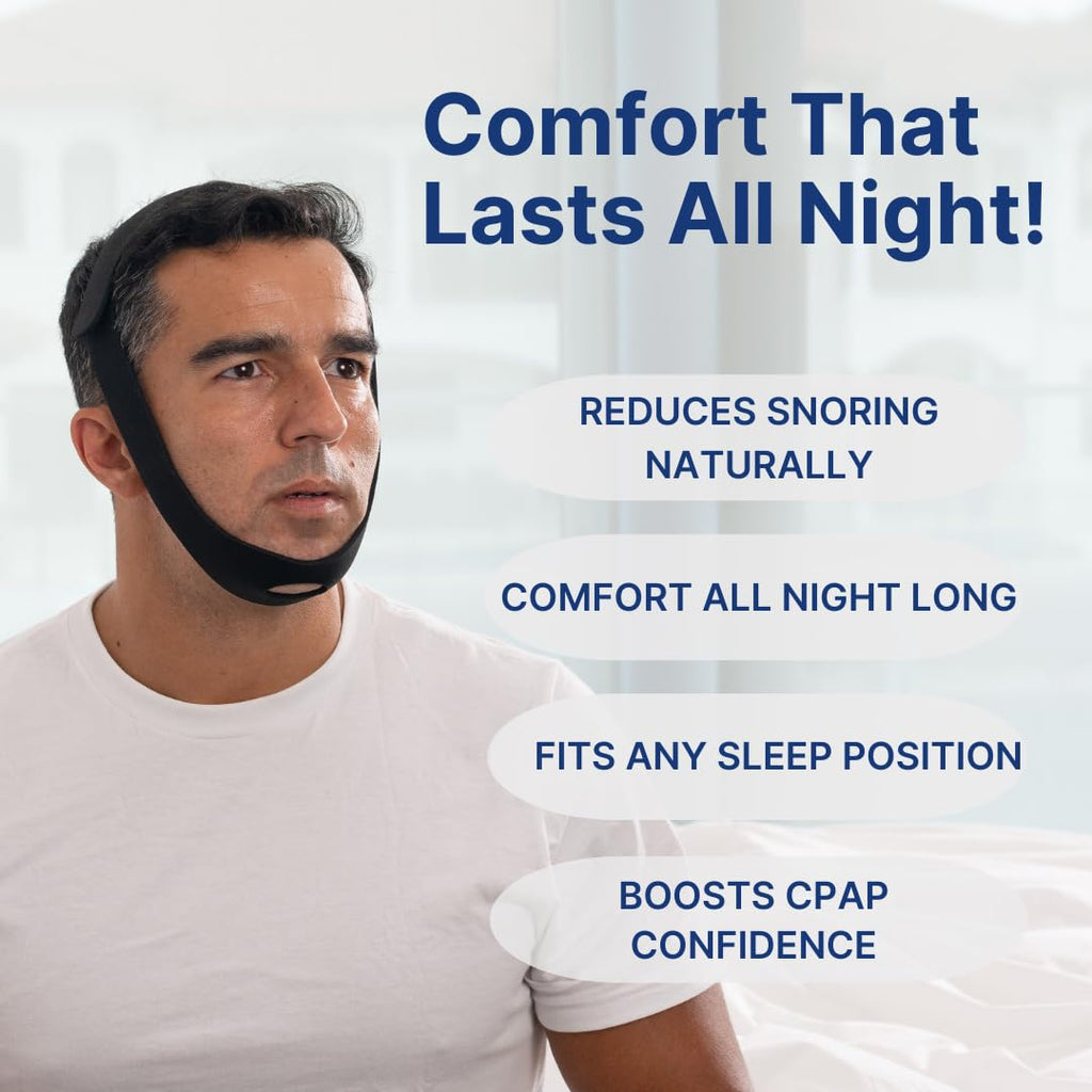 Neoprene Chin Strap for CPAP Users (Black) - Adjustable Strap
