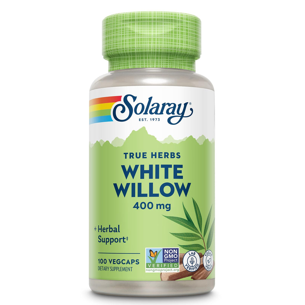 SOLARAY White Willow 400mg - White Willow Bark Capsules - Soothing Herbal Support for Wellness and Comfort w/Naturally Occurring