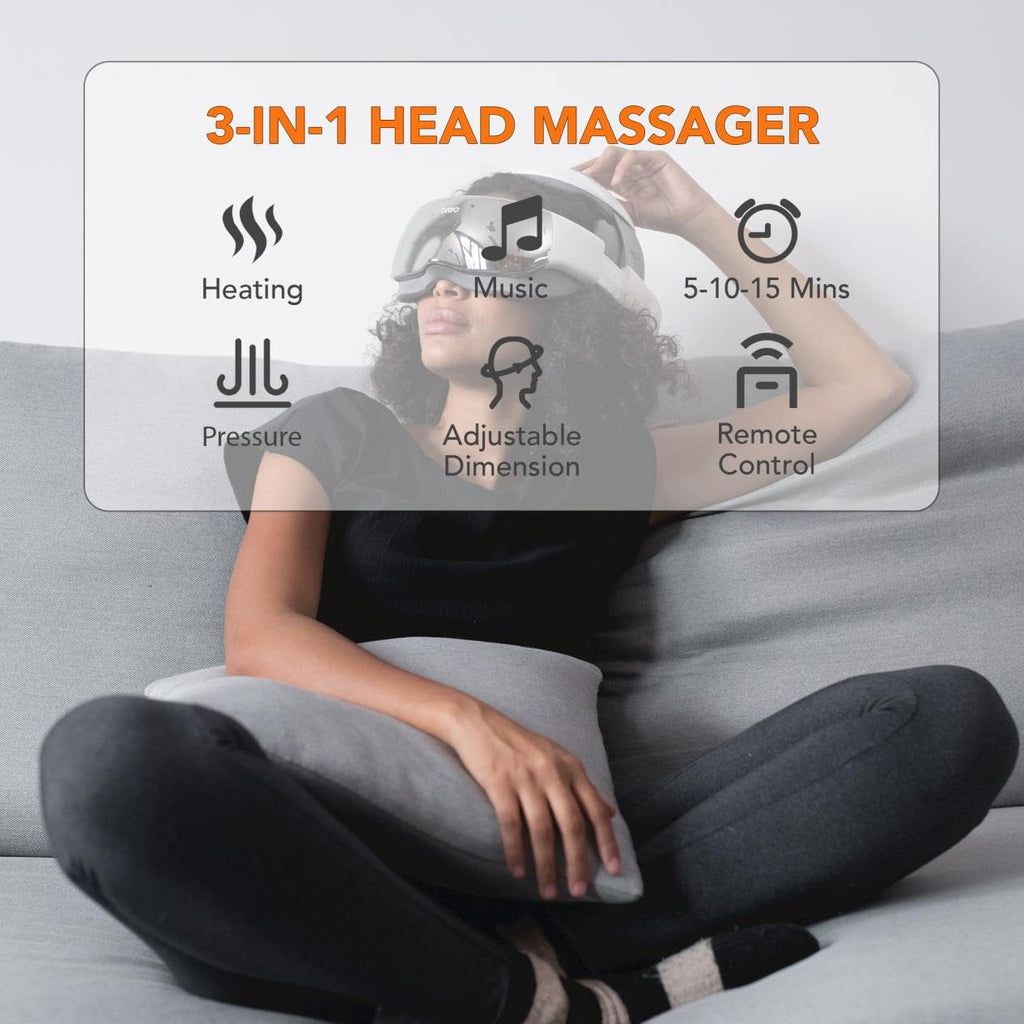Breo iDream3 Rechargeable Head Massager with Scalp Massage & Remote Control for Relax
