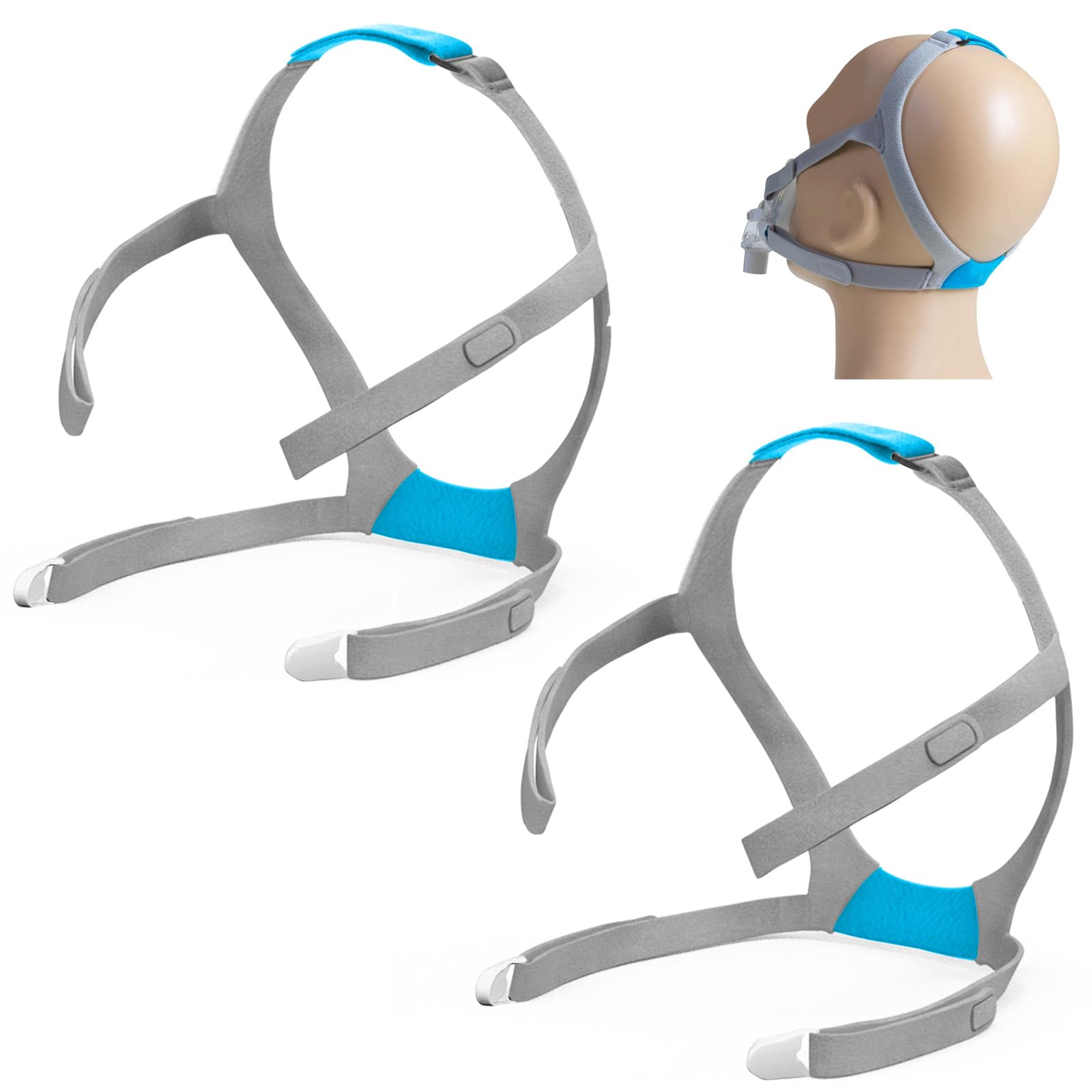 2-Pack Headgear Compatible with Airfit F30 CPAP Mask, Headgear Strap Replacement for Resmed F30, Adjustable Headband with 4 Clip