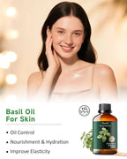 Mumianhua Basil Essential Oil 100% Pure Therapeutic Grade Natural Basil Oil for Diffuser, Bedroom, Yoga, Mediation for Calming R