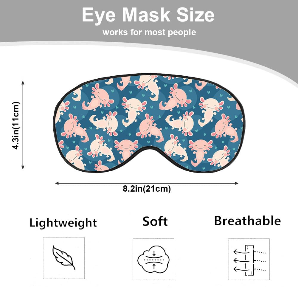 NOHSHE Axolotl Hawaii Sleep Eye Mask Cute Animal Heart Dot Pink Blue Silk Eye Mask Sleeping Soft Eye Shade Cover for Men Women B
