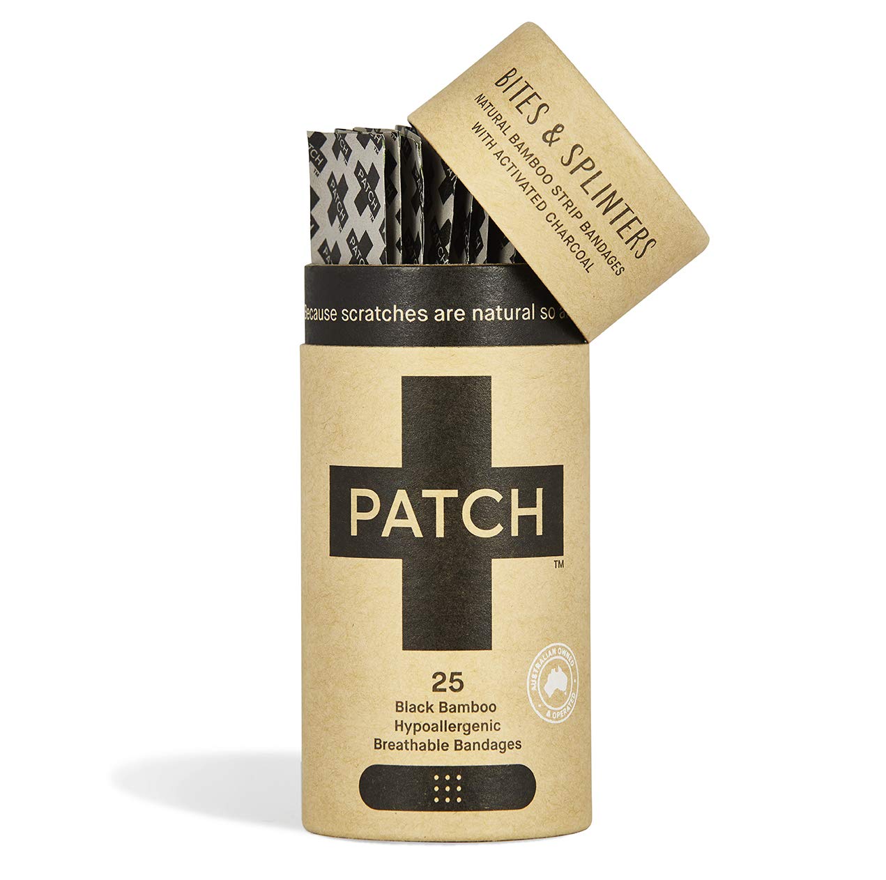 Patch Black Bamboo / Activated Charcoal Adhesive Bandage Sterile .75 x 3, 25 Count (Pack of 1)