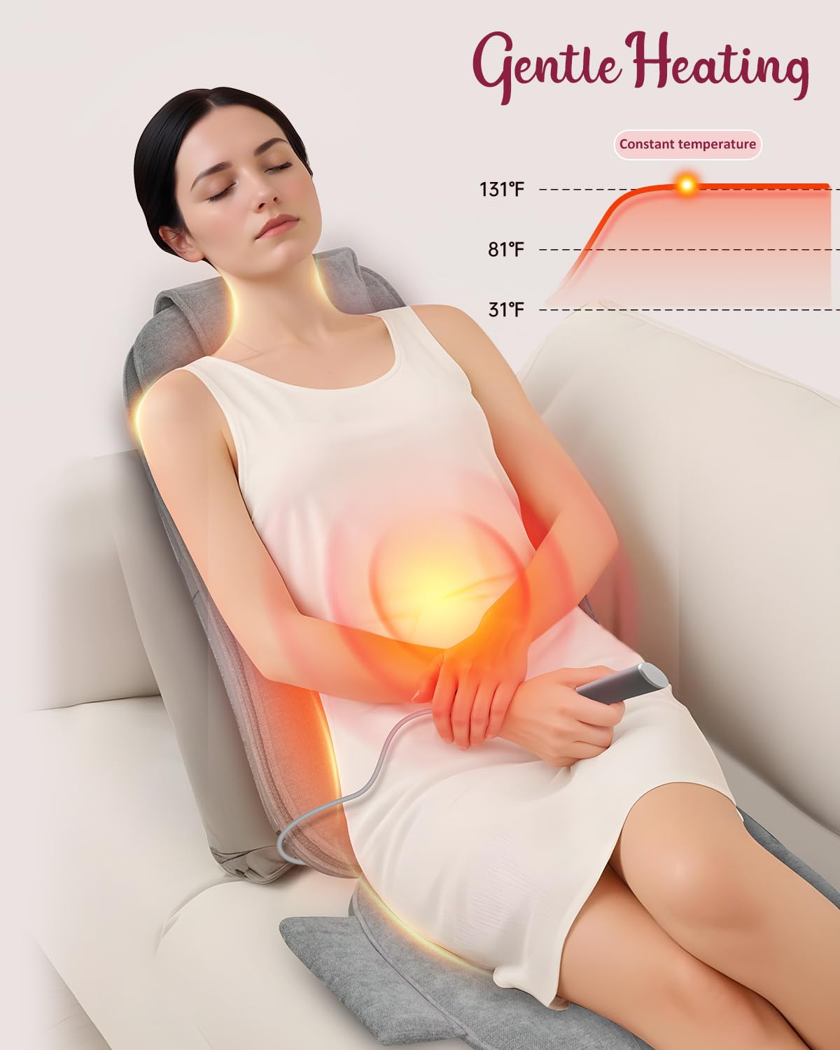THERAZZAGGE Shiatsu Back Massager with Soothing Heat, Upgraded Deep Tissue Kneading Massage Chair Pad, Vibration Massage Seat