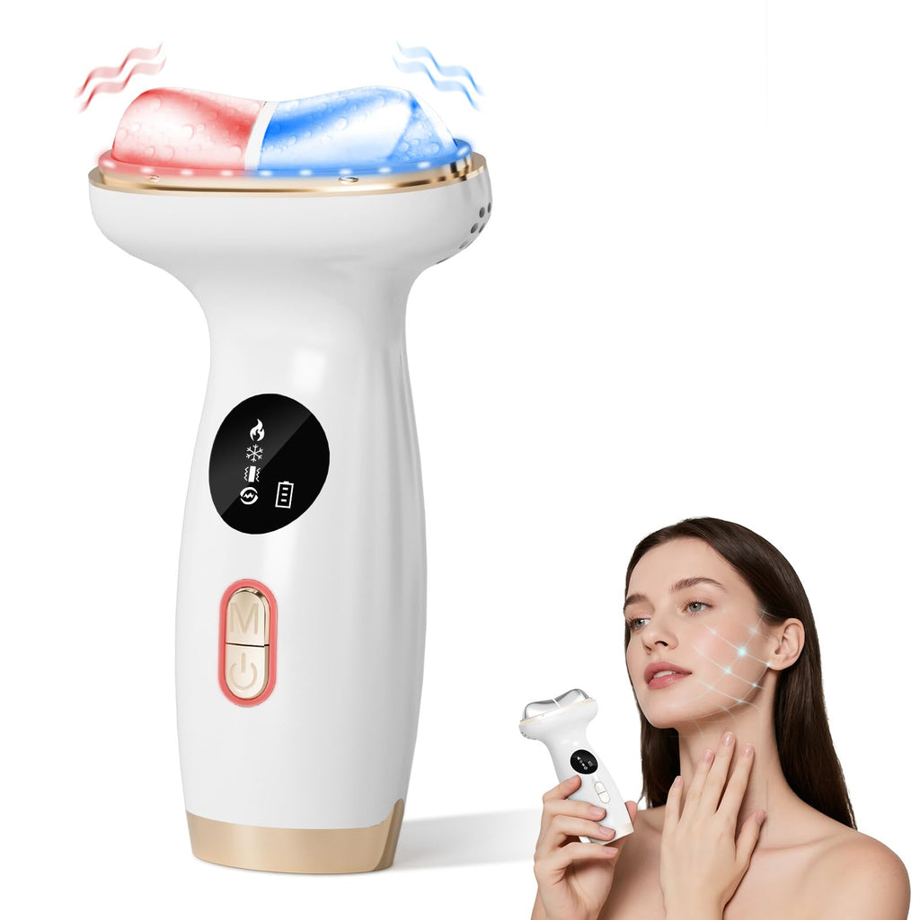 Red Light for Face & Neck Beauty Massager, 7-in-1 LED Gua Sha Sculptor, Microcurrent, Vibration for Face Neck Eye Lifting, Wrink