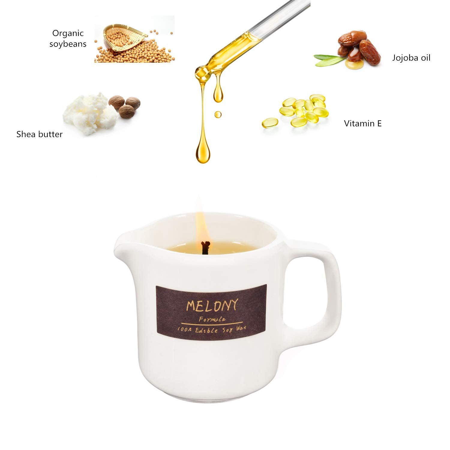 MELONY Soy Massage Oil Candle | Coconut | Low Temp | 2.82 OZ / 80G | Perfect Intensive Skin Treatment Candle | Nourishing with A