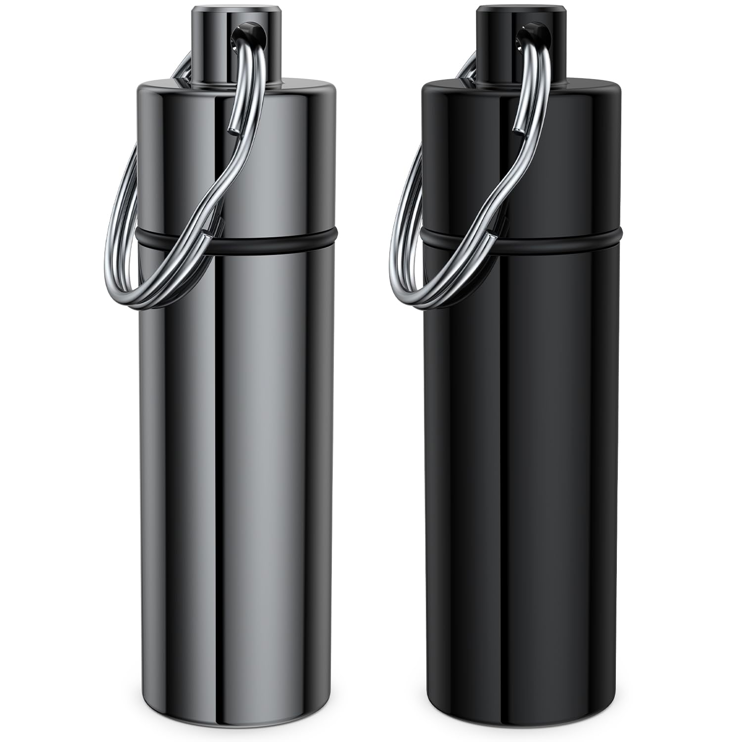 Small Pill Box,(2 Pack) Keychain Pill Holder Portable Mini Travel Pill Container Metal Case Bottle with Keyring