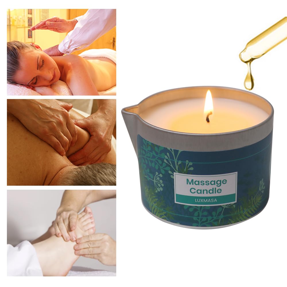 LUXMASA Soy Wax Scented Massage Oil Candles for Couples - Warm Body Oil Candle for Therapy -Low Temp Skin Moisturizing Lotion Ca