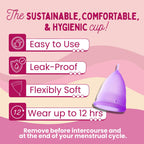 Dutchess Large Menstrual Period Cups for Women + Storage Pouch, Pack of 2 Pink & Purple Soft Medical-Grade Silicone Reusable Fem