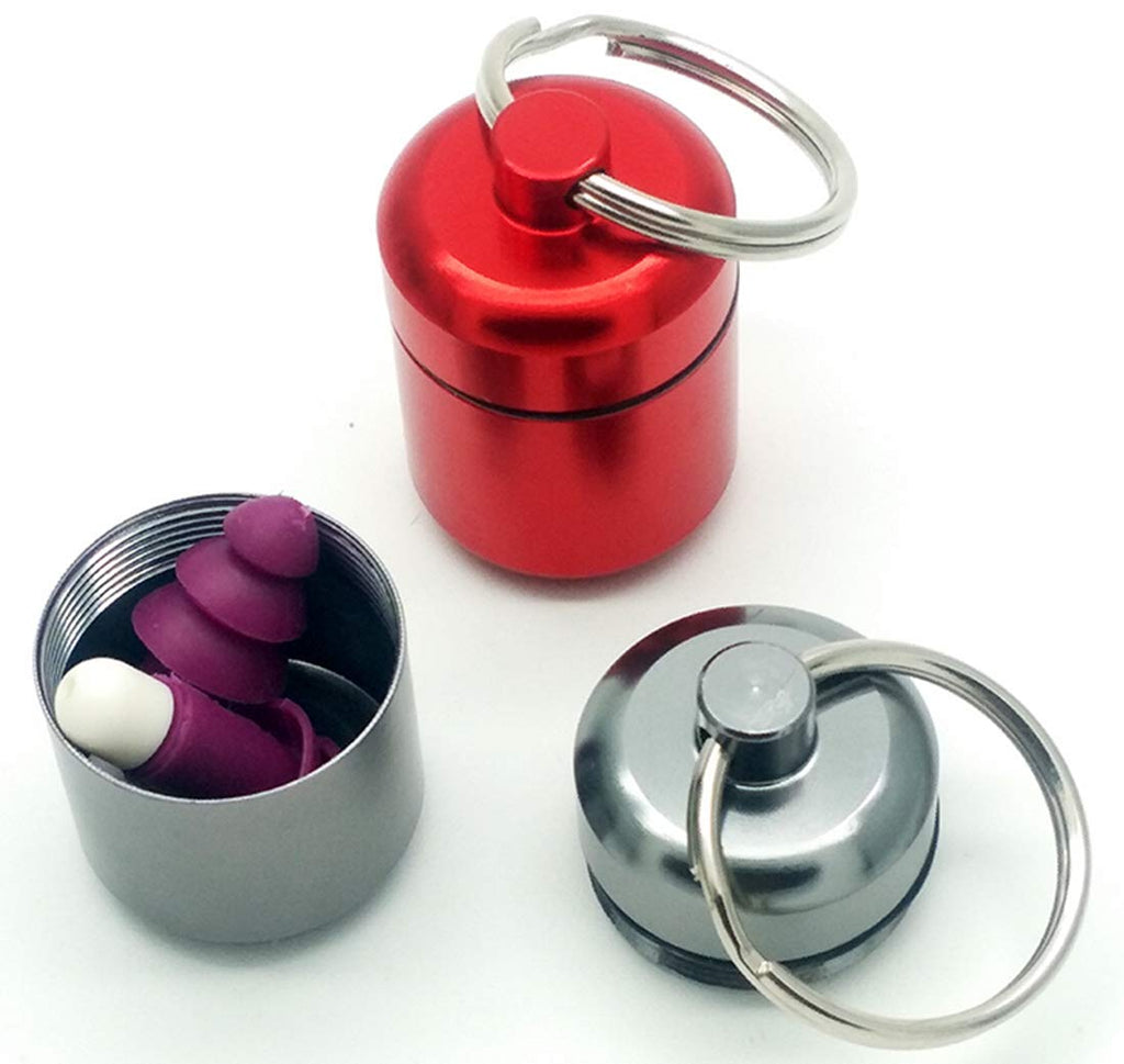FAYALA 2 Packs Aluminum Pill Bottle Box and Min Aluminum Pill Container Holder Metal Pill Box Case (red and Gray)