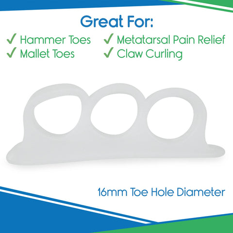 VIVEsole Hammer Toe Corrector for Men and Women (4pc) Cushioned Gel Straightener Loops - Toe Support Cushion Brace for Bunion Fo