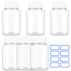 Sibba Clear Pill Bottle 6 Pcs Empty Medicine Organizers 80ML Plastic Dispenser Jar Powder Storage Transparent Reagent Containers