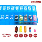 Twice-a-Day Monthly Pill Box Planner Set - AM & PM Medication Organizer for 31 Days! Set Contains 2 Organizers for One Month. (B