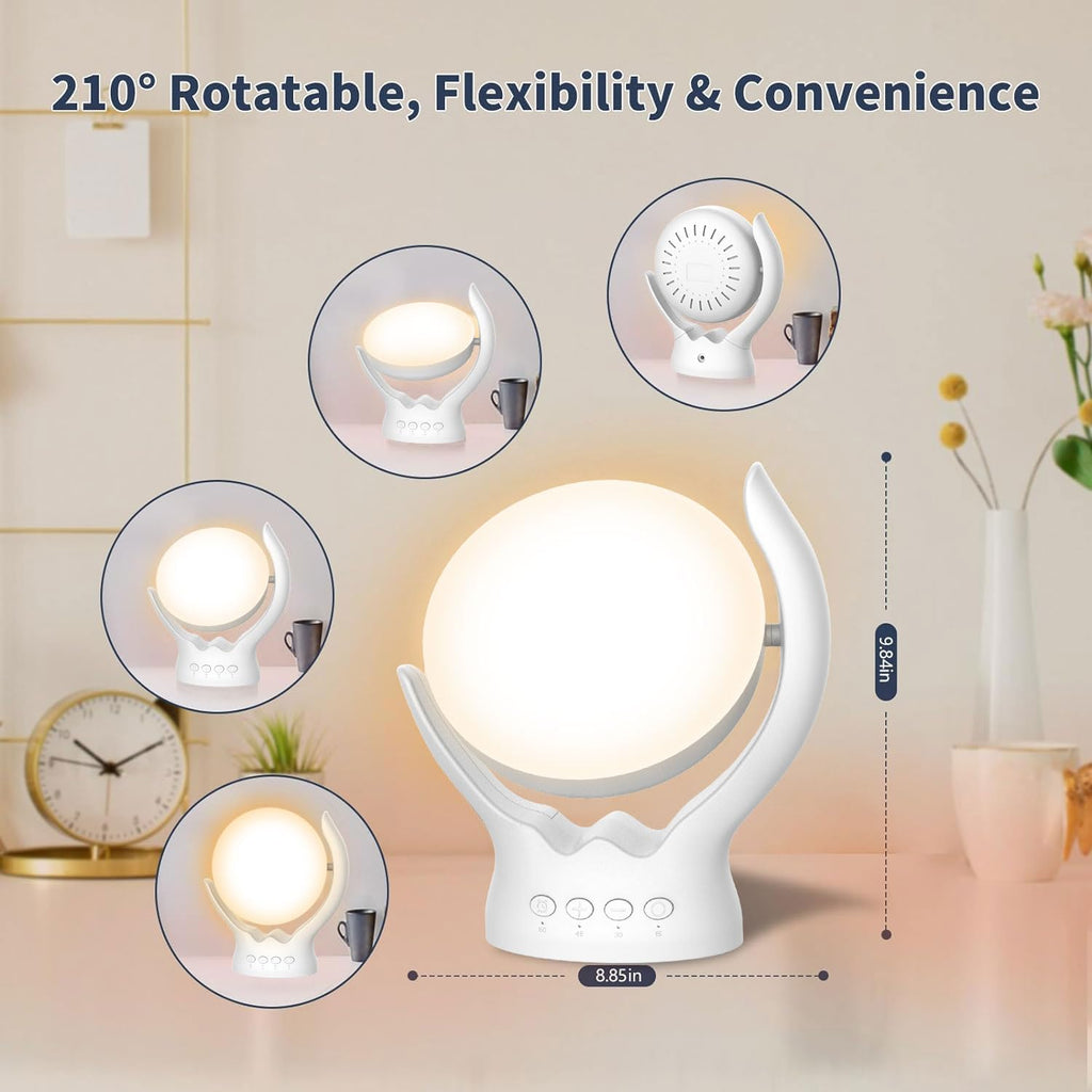 Rotatable Light Therapy Lamp,10000 Lux Sunlight Lamp with UV-Free,3 Color Temperature & 5 Brightness Level & Timer,Therapy Light