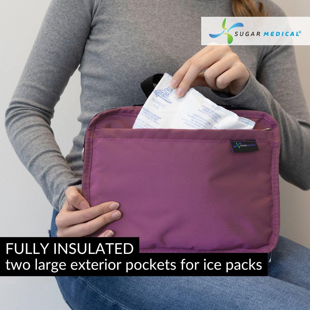 Sugar Medical Insulated Diabetes Travel Bag | Diabetic Care Products | Diabetic Supplies Case | Glucose Meter Case (Orchid)