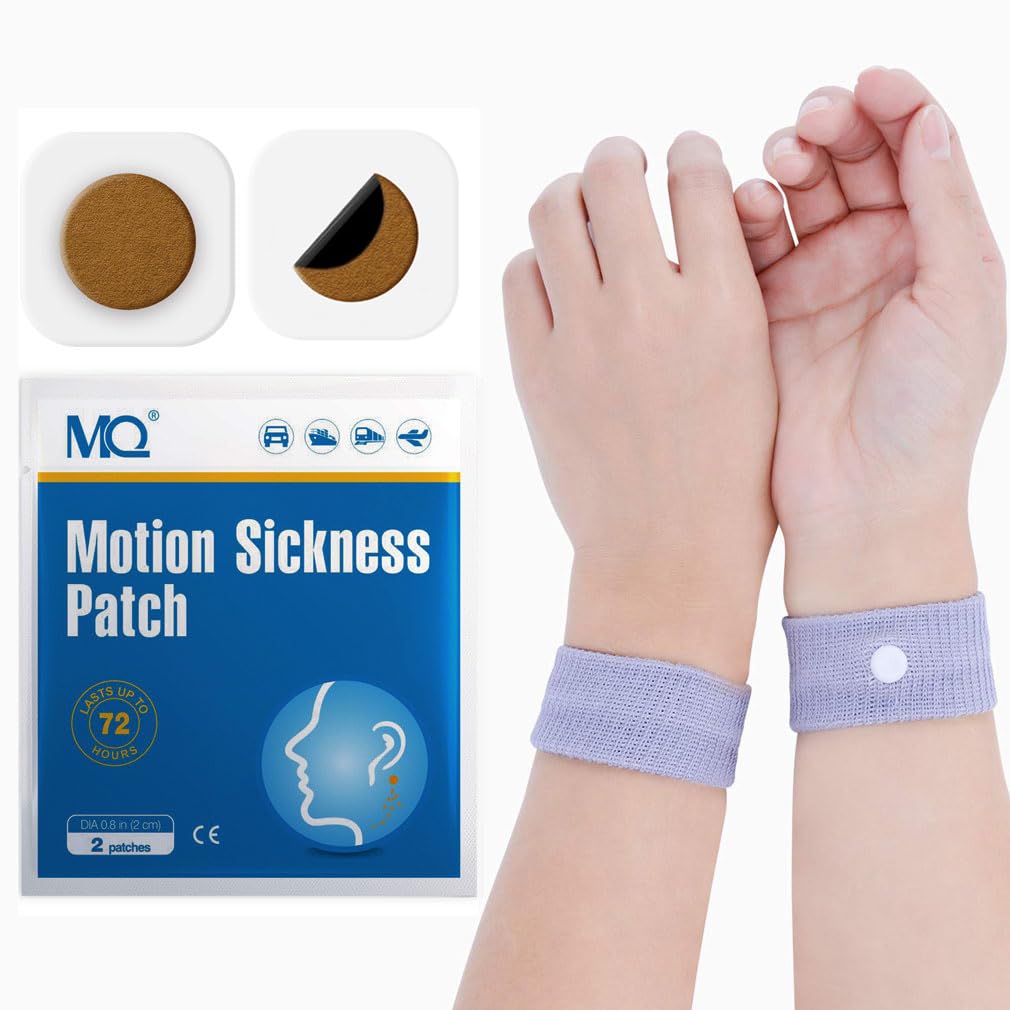 MQ 28 ct Motion Sickness Patches Non Drowsy Sea Sickness Patch for Cruise Travel Essentials, Waterproof Car Sick Patches Behind