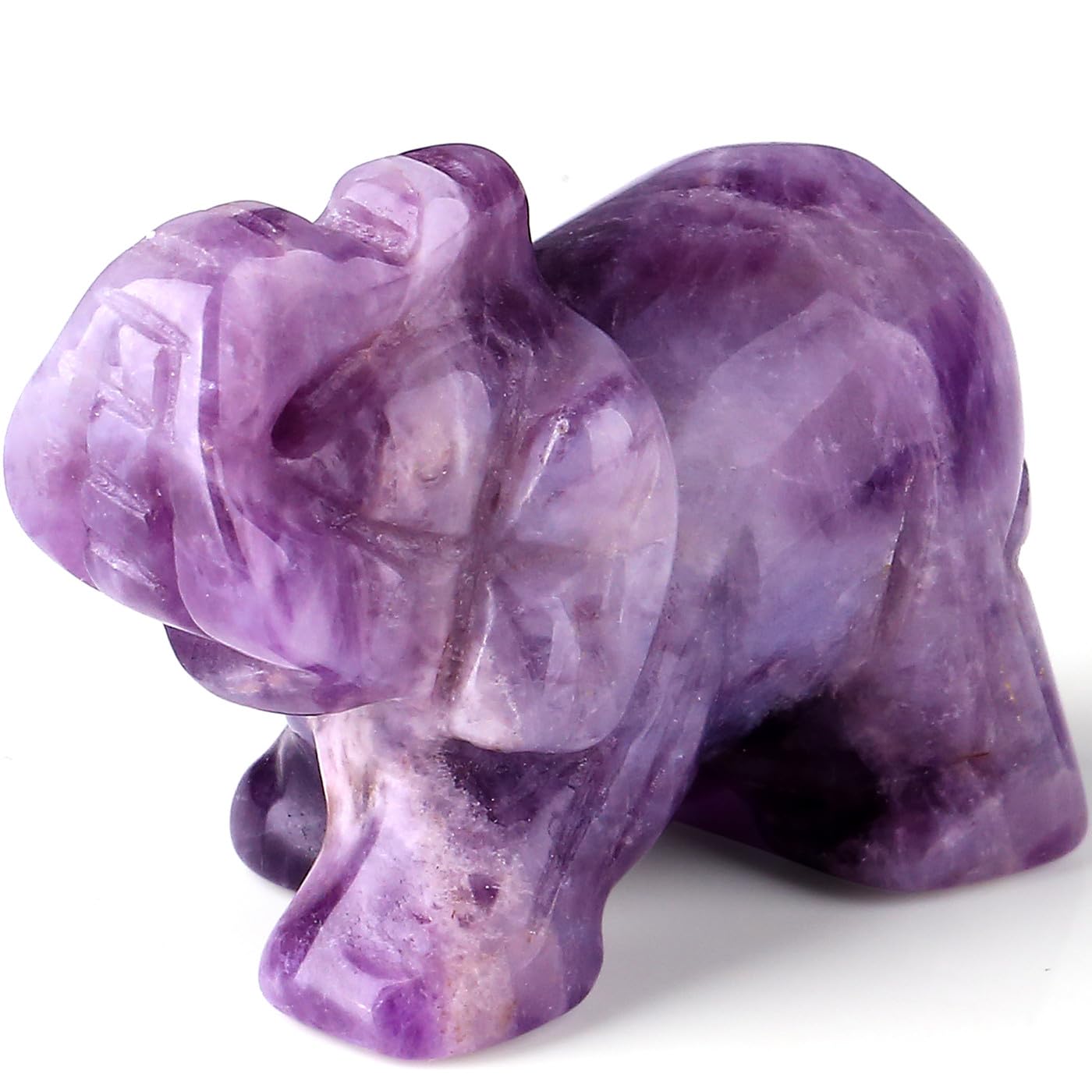 QINJIEJIE Amethyst Elephant Decor Statue Crystals Decor Healing Stones Crystal Purple Pocket Figurines Cute Hand Carved Sculptur