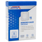 2 x 2 Dressing (1x1 Pad) AMERX Bordered Gauze - Adhesive Bandages - Water Resistant Barrier - Self Adhesive Border - Breathable,