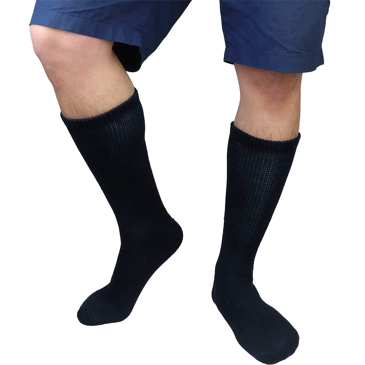 Falari Physicians Approved Diabetic Socks Crew Unisex 3, 6 or 12-Pack (13-15, 12 Pairs Navy)