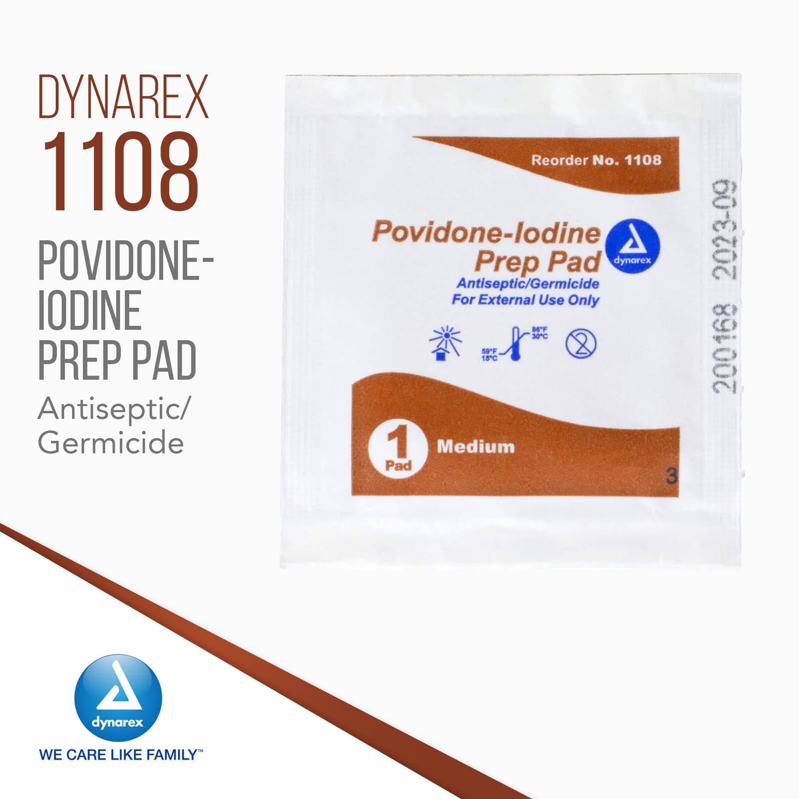 Dynarex Povidone-Iodine Prep Pads, Saturated with Povidone Iodine 10%, Medical-Grade Antiseptic Wipes Used for Prepping Prior Mi