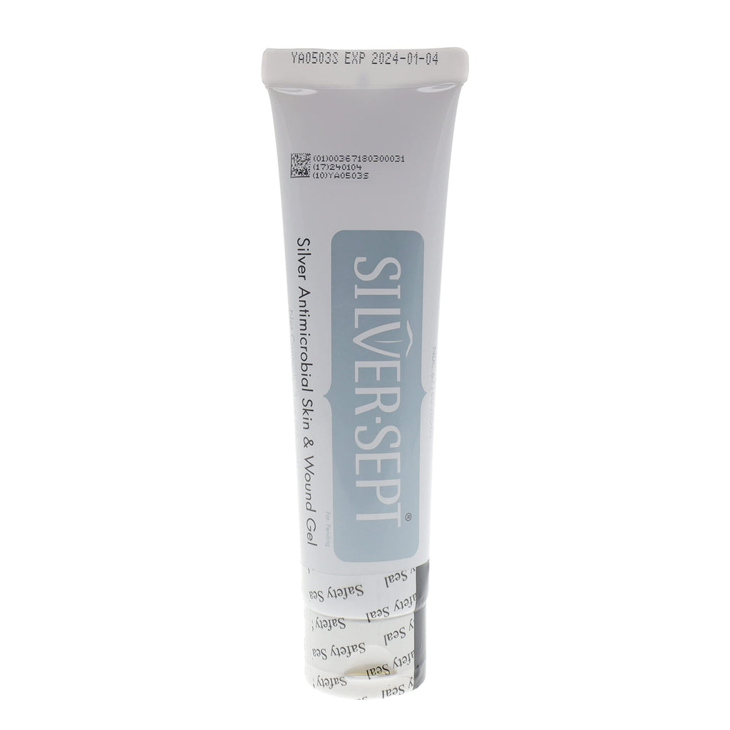 Silver-Sept Silver Skin and Wound Gel, 3 oz. Tube for Foot and Leg Ulcer Treatment, 1st and 2nd Degree Burn Care