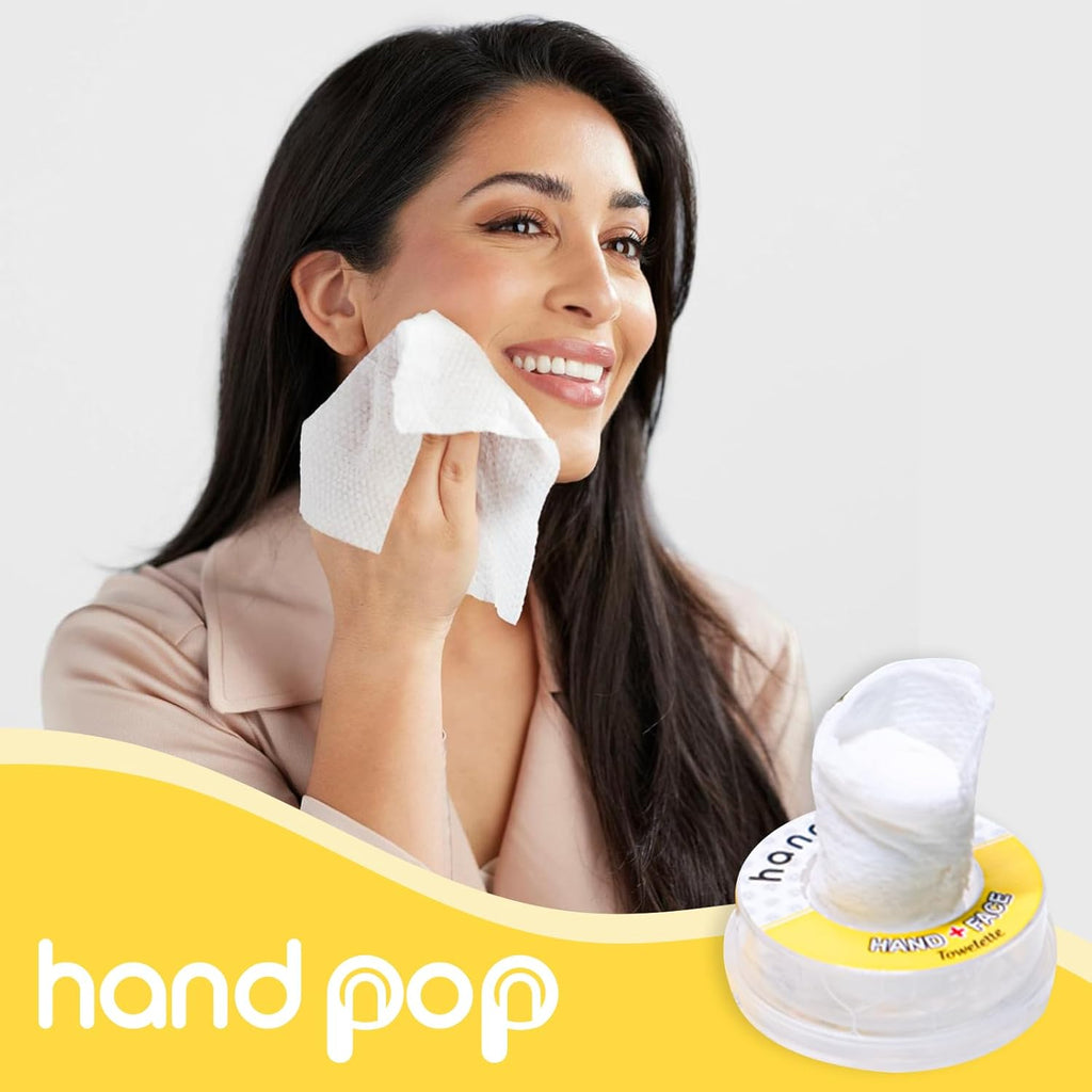 Hand Pop Lemon-Scented Wet Wipes – 10-Pack Travel Towelettes, Alcohol-Free Hydrating Skin Wipes, Eco-Friendly Refreshing Wipes for Gym, Purse, Pocket & Travel