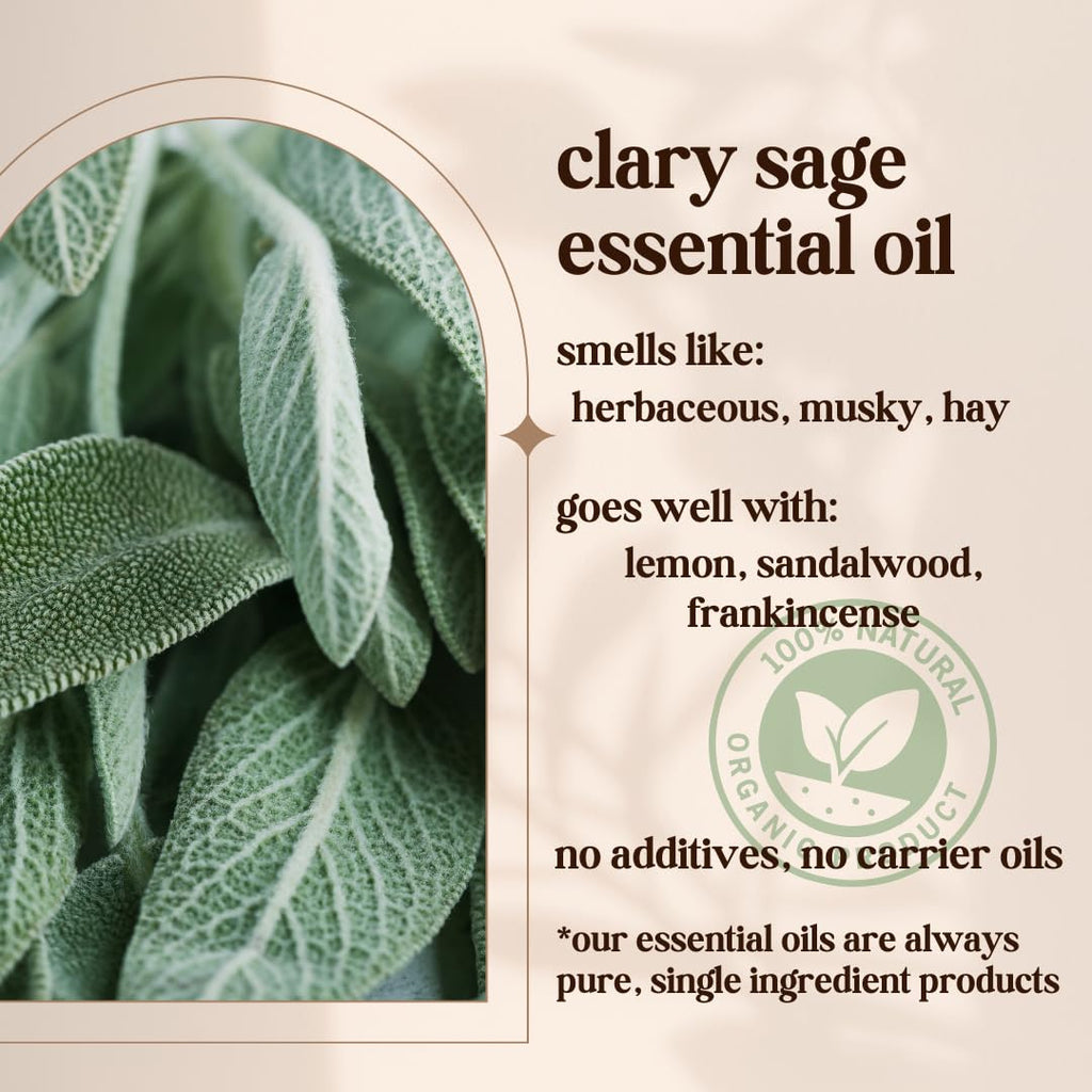 Avivni Clary Sage Essential Oil - 100% Pure & Natural, Organic, Undiluted for Aromatherapy, Muscles, Skin, Diffuser (0.33oz - 10