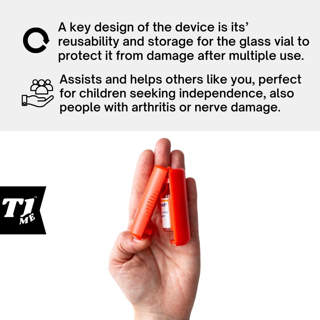 Omnipod T1me Vial Syringe Insulin Filling Support, Insulin transfer device for Type 1 Type 2 diabetes, Bottle Protector Case, Vi