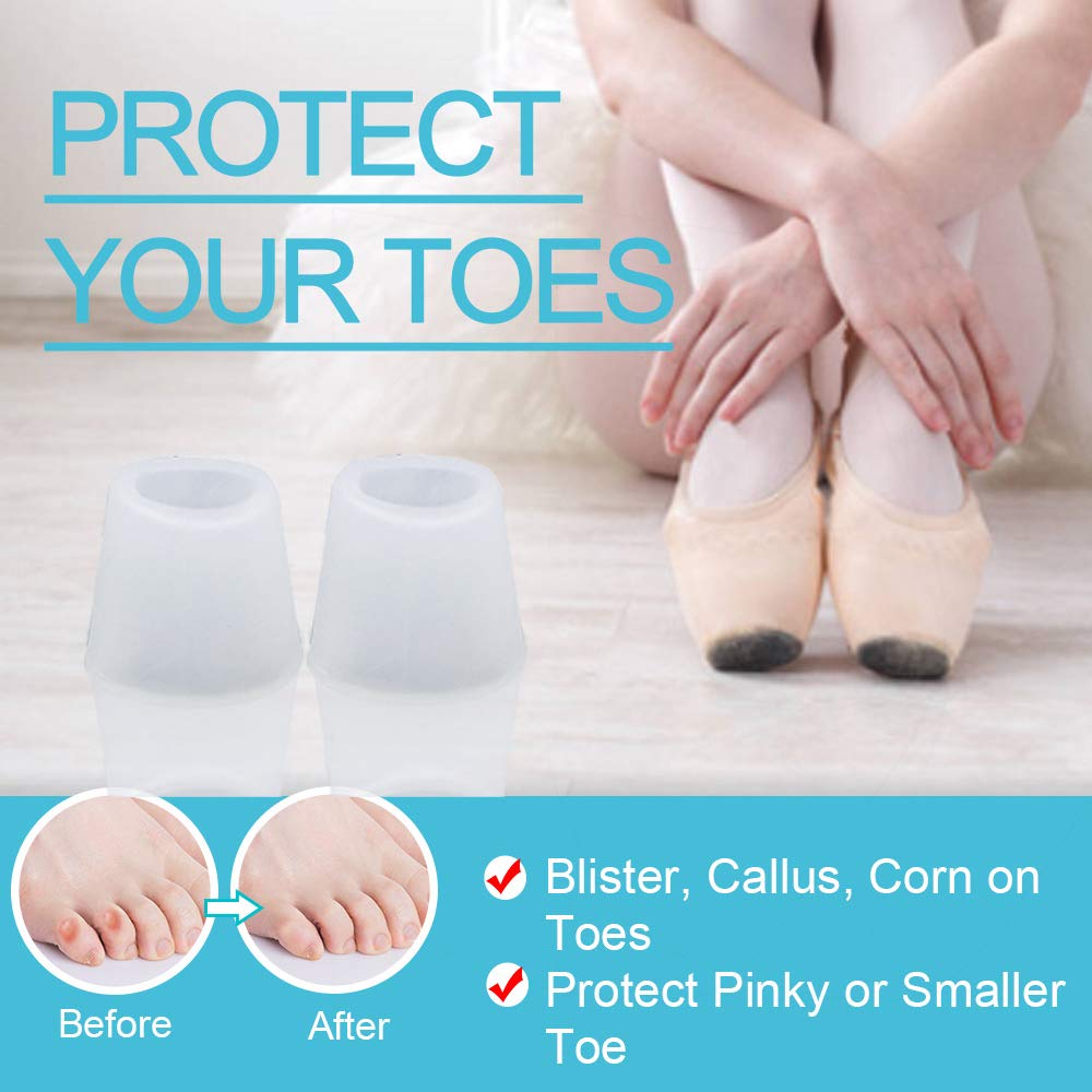 Povihome Gel Toe Protector, Toe Sleeves for Blister, Sore Corns, Prevent Friction from Shoes (3 Pairs Thin + 2 Pairs Thick)