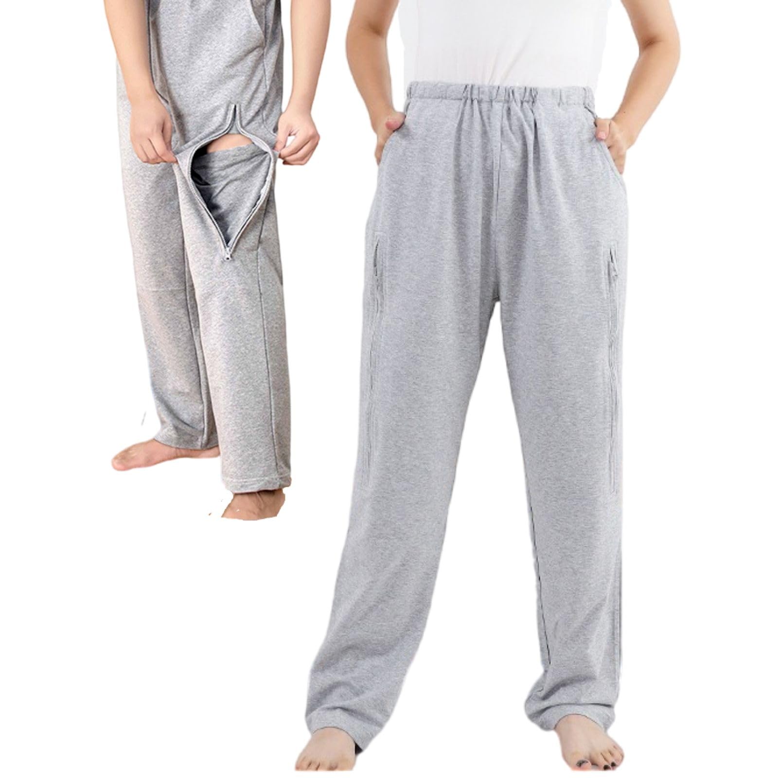 Catheter Pants for Men/Women, Urine Bag Holder with 2 Zippered Side Pockets, Holding 2x2000ml Catheter Bag for Nephrostomy, Fole