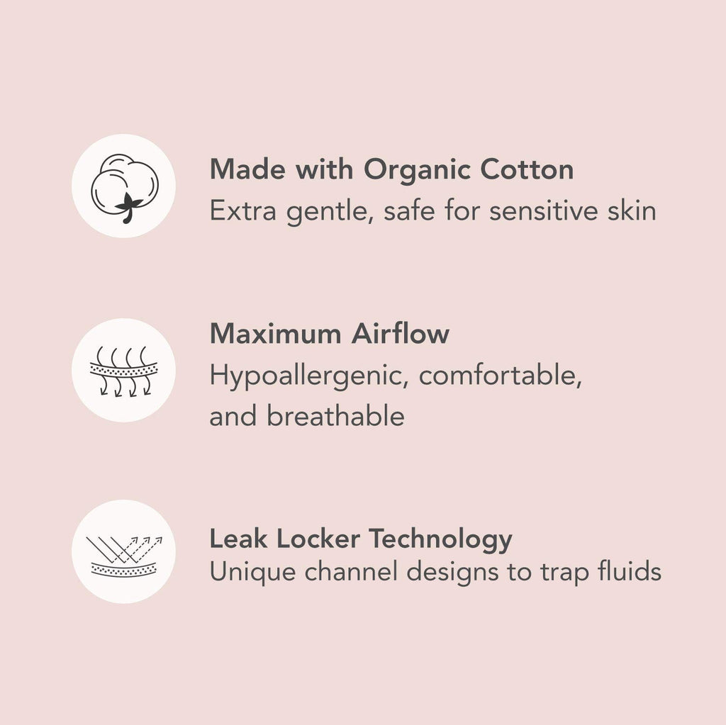 Rael Reusable Pads, Organic Cotton Cover - Postpartum Essential, Incontinence Pads for Women, Bladder Leakage Pads for Women, Th