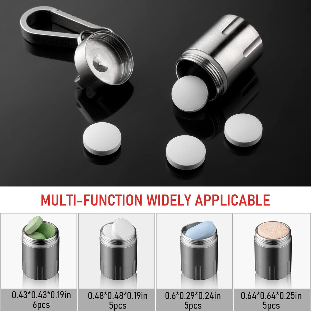 TISUR Titanium Small Pill Holder Keychain, Portable Pill Case Waterproof Pocket Pill Box Container Carrier to Hold Pills, Vitami
