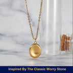 B BBPM Worry Stone Necklace| 14K Gold Plated Dainty Pendant Peaceful Thumb Necklace|Fidget Pendants for Anxiety Relief Meditatio