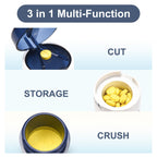 Fullicon 3 in 1 Pill Crusher Fine Powder with Stainless Steel Grinding Head, Pill Grinder for Elderly & Pet, Pill Cutter Splitte