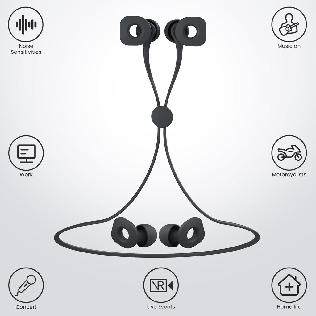 LOETRUY 2 Pairs of Earplugs for Sleeping,Reusable Hearing Protection Earplugs with 8 Pairs Ear Tips & One Connector Cord,Soft Ea
