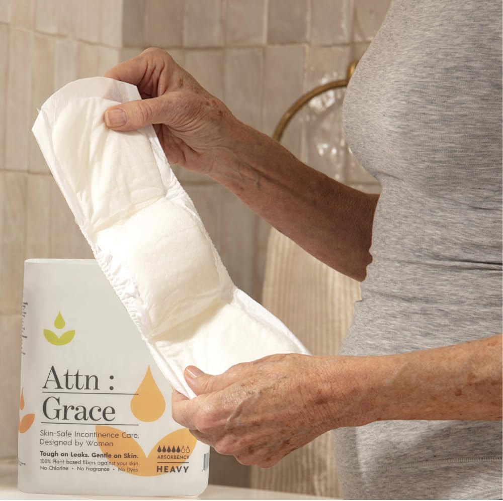 Attn: Grace Heavy Incontinence Pads for WomenWomen 2-Pack (56 Pads Total / 28 per Pack) - High Absorbency for Sensitive Skin - P