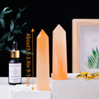 Runyangshi 1PCS Natural Crystal 4 Himalayan Salt Selenite Tower 6 Faceted Single Point Prism Healing Crystal Wand for Meditation