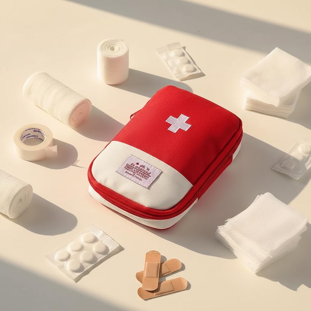 4 Pcs Travel First Aid Pouch,Empty Mini First Aid Pouch, Portable Outdoor First Aid Medical Rescue Bag Multi-Function Emergency