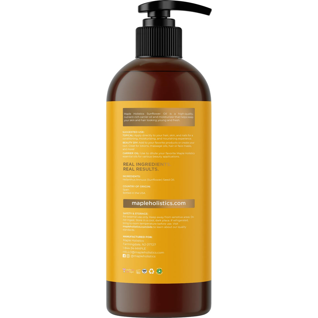 Sunflower Oil for Hair Skin and Nails - Anti Aging Skin Care with Vitamin E Oil for Skin and Hair Care - Pure Sunflower Oil Skin