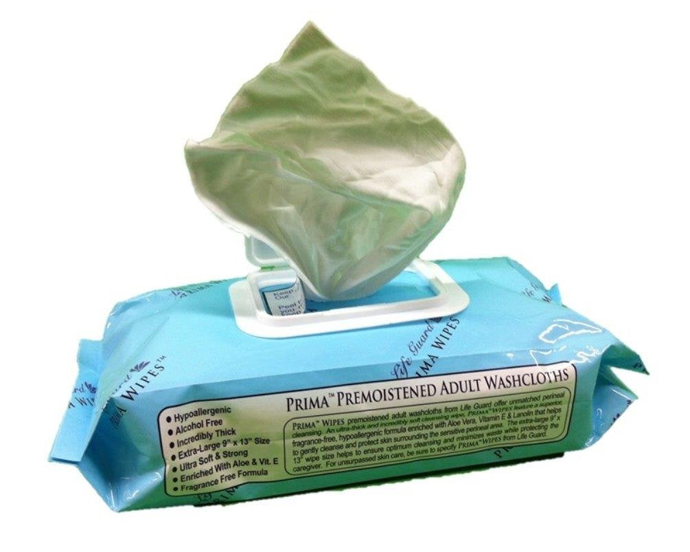 Prima Wipes Adult Washcloths, Bulk 12 Pack Case with 48 Extra-Large 9x13 Wipes Per Pack