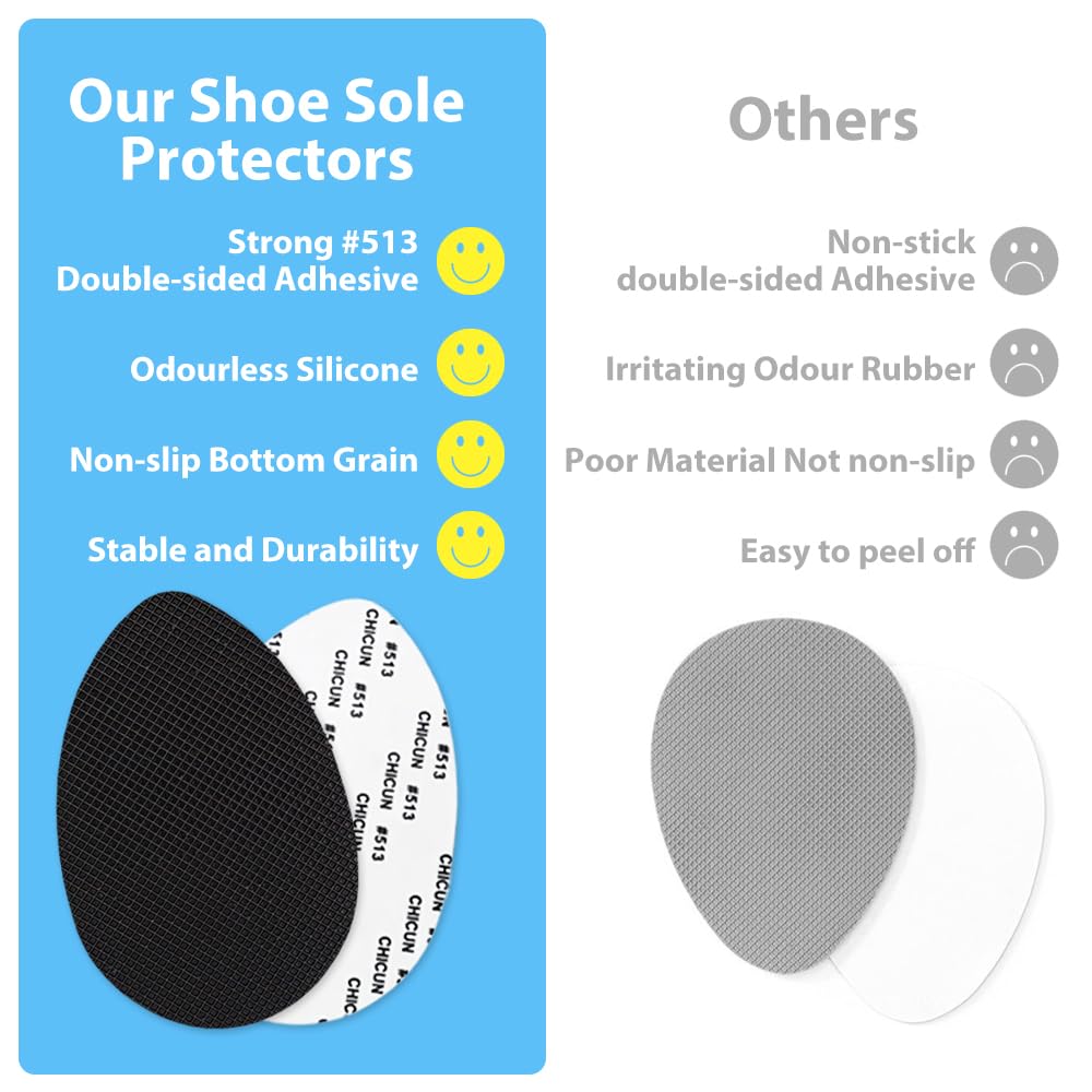 Dr. Shoesert Non-Slip Shoes Pads Adhesive Shoe Sole Protectors, High Heels Anti-Slip Shoe Grips (Yellow + Black)