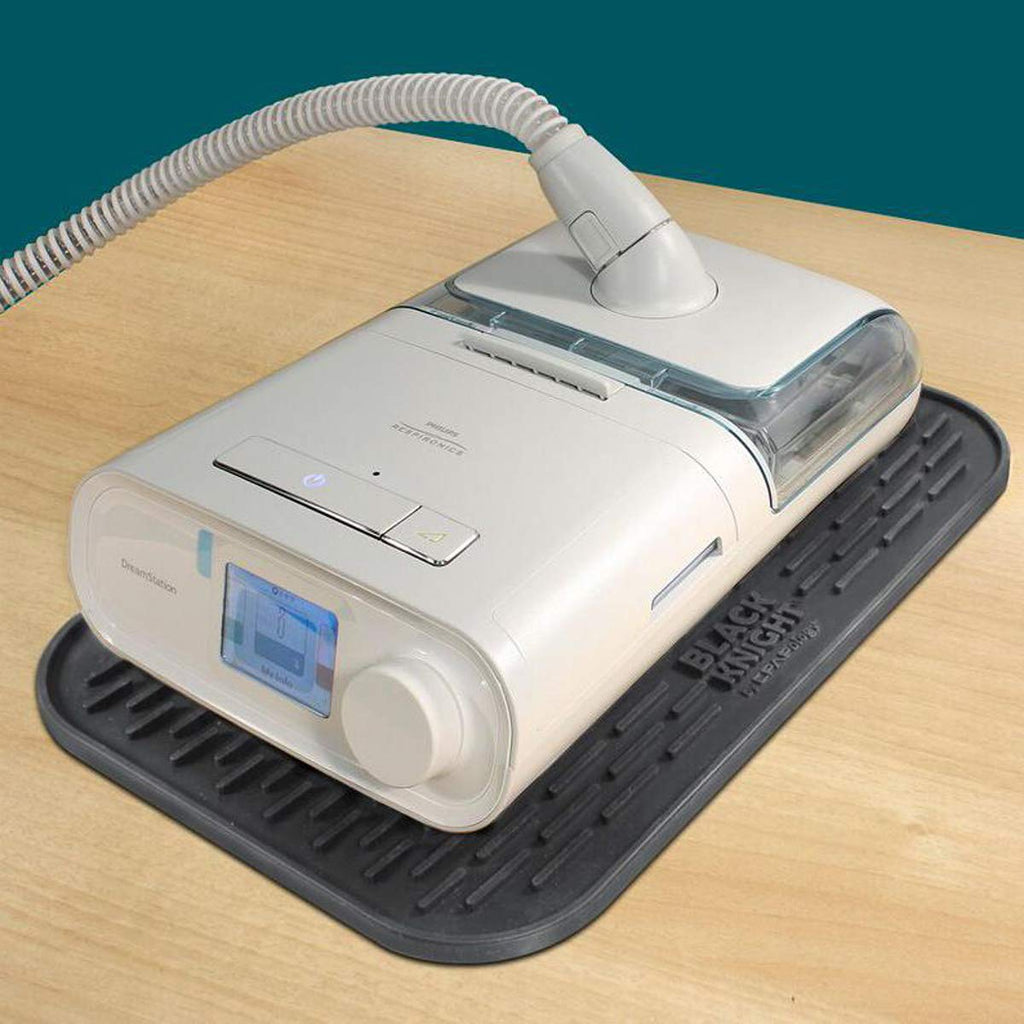 CPAPology Black Knight Protector Mat | Protect Bedside Table Against Water Spills, Heat Damage, Vibration and Scratches | for CP