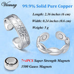 Vicmag Copper Magnetic Ring for Women, Magnetic Rings Ladies Fingers Thumb 100% Solid Pure Copper Jewelry Gift Adjustable (Leave