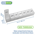 EZY DOSE Weekly (7-Day) Pill Organizer, Vitamin Planner, and Medicine Box, Large Compartments, Clear, Made in The USA