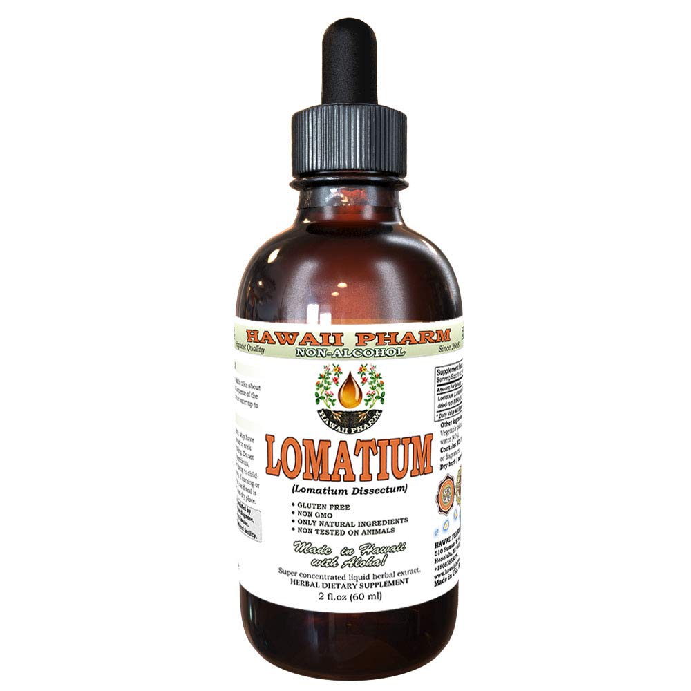 Lomatium Alcohol-Free Liquid Extract, Lomatium (Lomatium Dissectum) Dried Root Glycerite Hawaii Pharm Natural Herbal Supplement 
