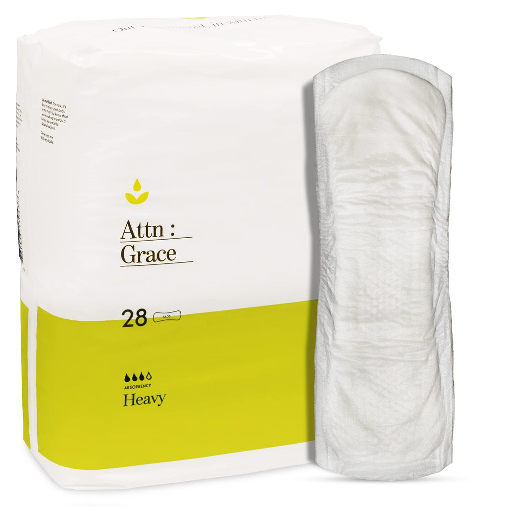 Attn: Grace Heavy Incontinence Pads for Women (28-Pack) - High Absorbency Protection for Heavy Bladder Leaks, Postpartum, or Pos