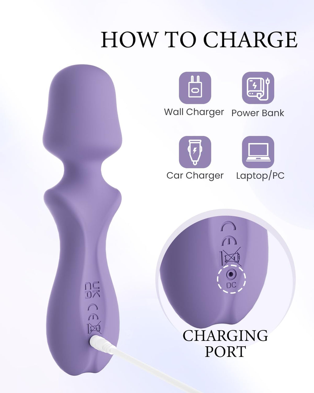 PinkScrew Portable Electric Travel Massager, Powerful Handheld Mini Neck Muscle Massage Tool (Lavender)