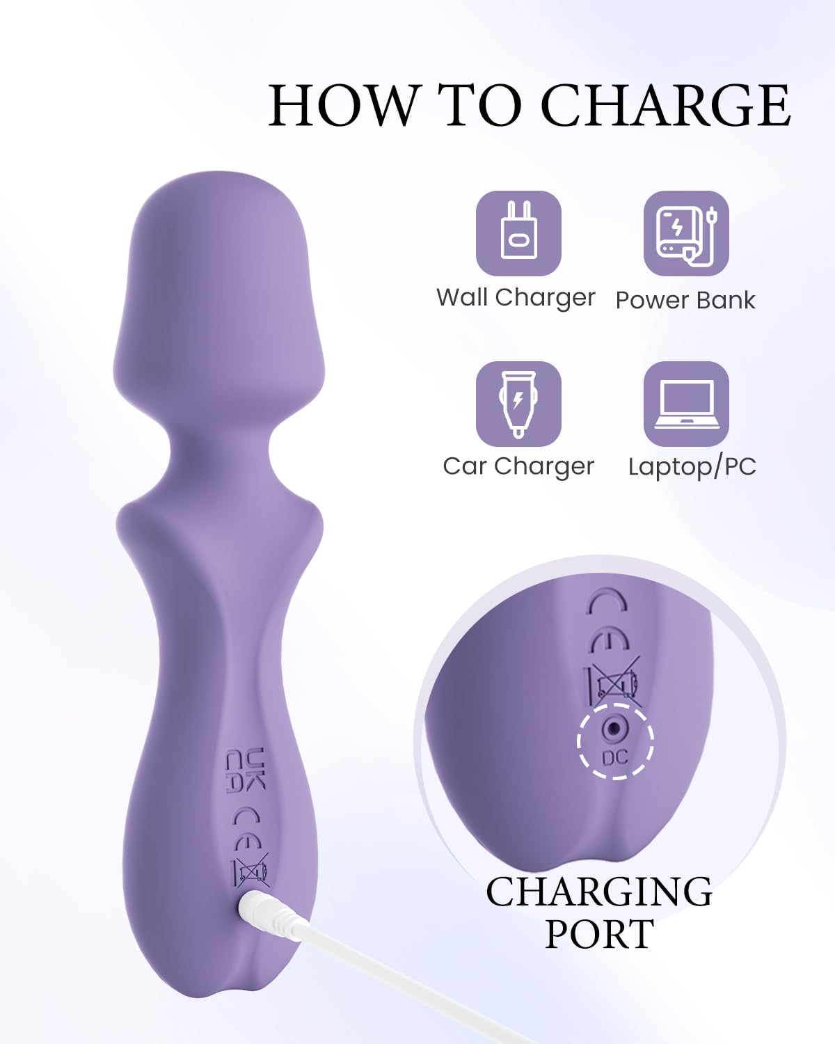PinkScrew Portable Electric Travel Massager, Powerful Handheld Mini Neck Muscle Massage Tool (Lavender)